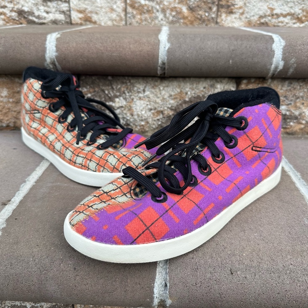 Allbirds Piper Mid Split Tartan Patchwork Wool High Top Sneakers Ladies 8